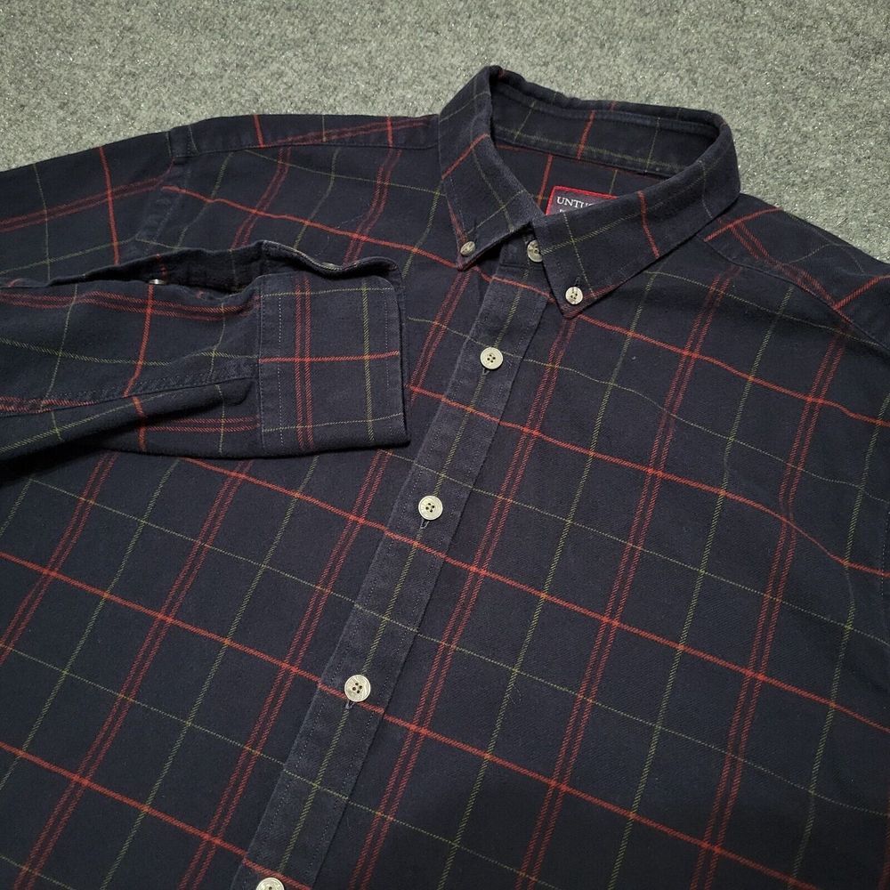 UNTUCKit Shirt Mens L Capezzana Flannel Long Sleeve Button Down Check Navy‎